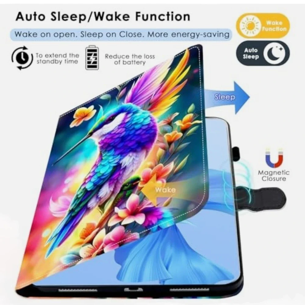 iPad (A16) 11th Generation Case, iPad 10th Generation Case Flowers Hummingbird